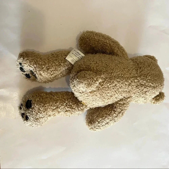 Build A Bear Workshop 15" Curly Tan Teddy Bear Black Leather Paws Retired 1997 - Picture 4 of 9